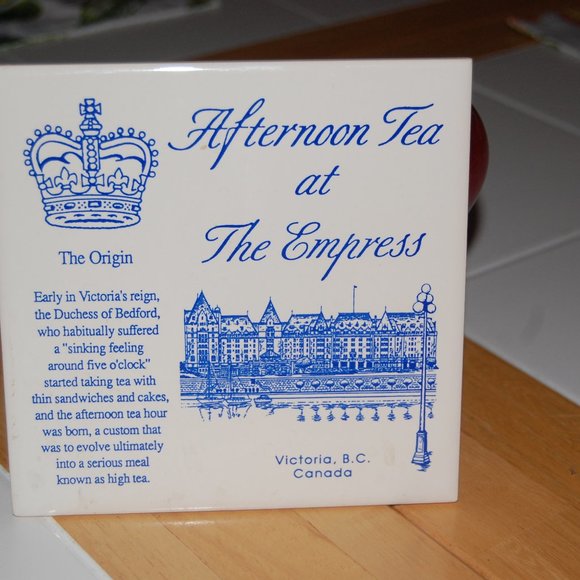 Collectable Vintage Ceramic Tile - "The Origin of Afternoon Tea"  Blue/White 6x6 - Picture 5 of 11